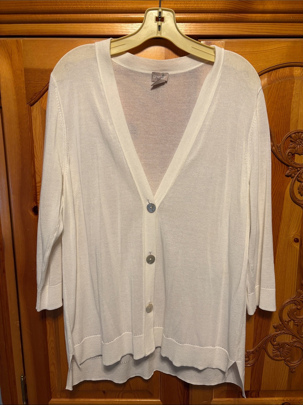 Chico's Cream Lightweight Button-Up Cardigan